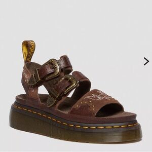 Brown American Gothic Platform Dr. Marten Sandals